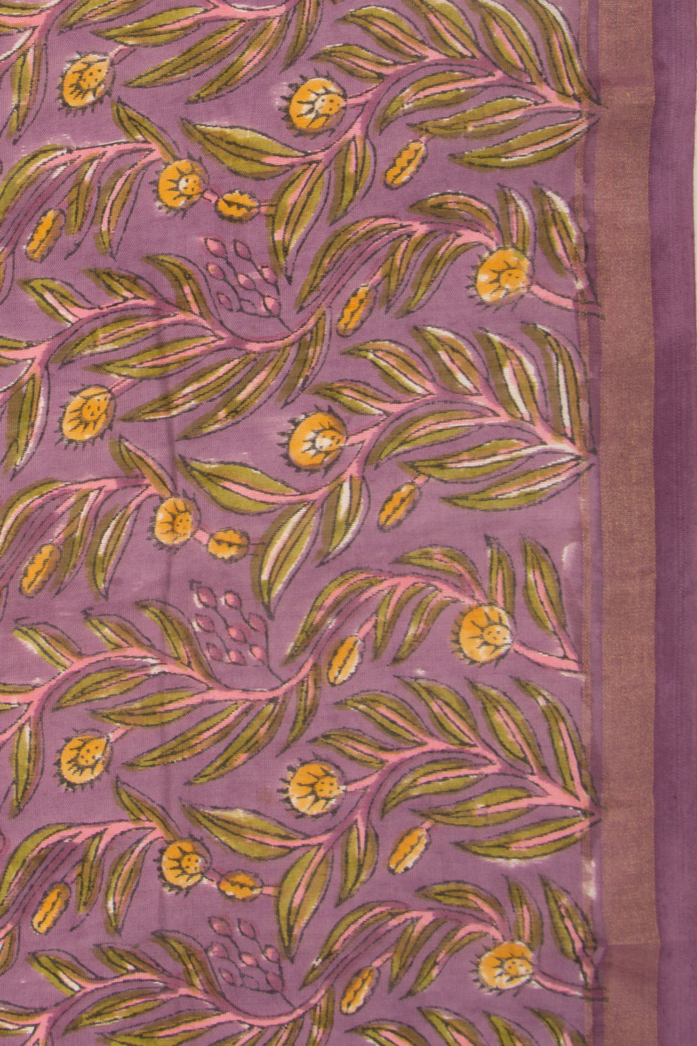 Chanderi Silk Floral Printed Lilac Saree