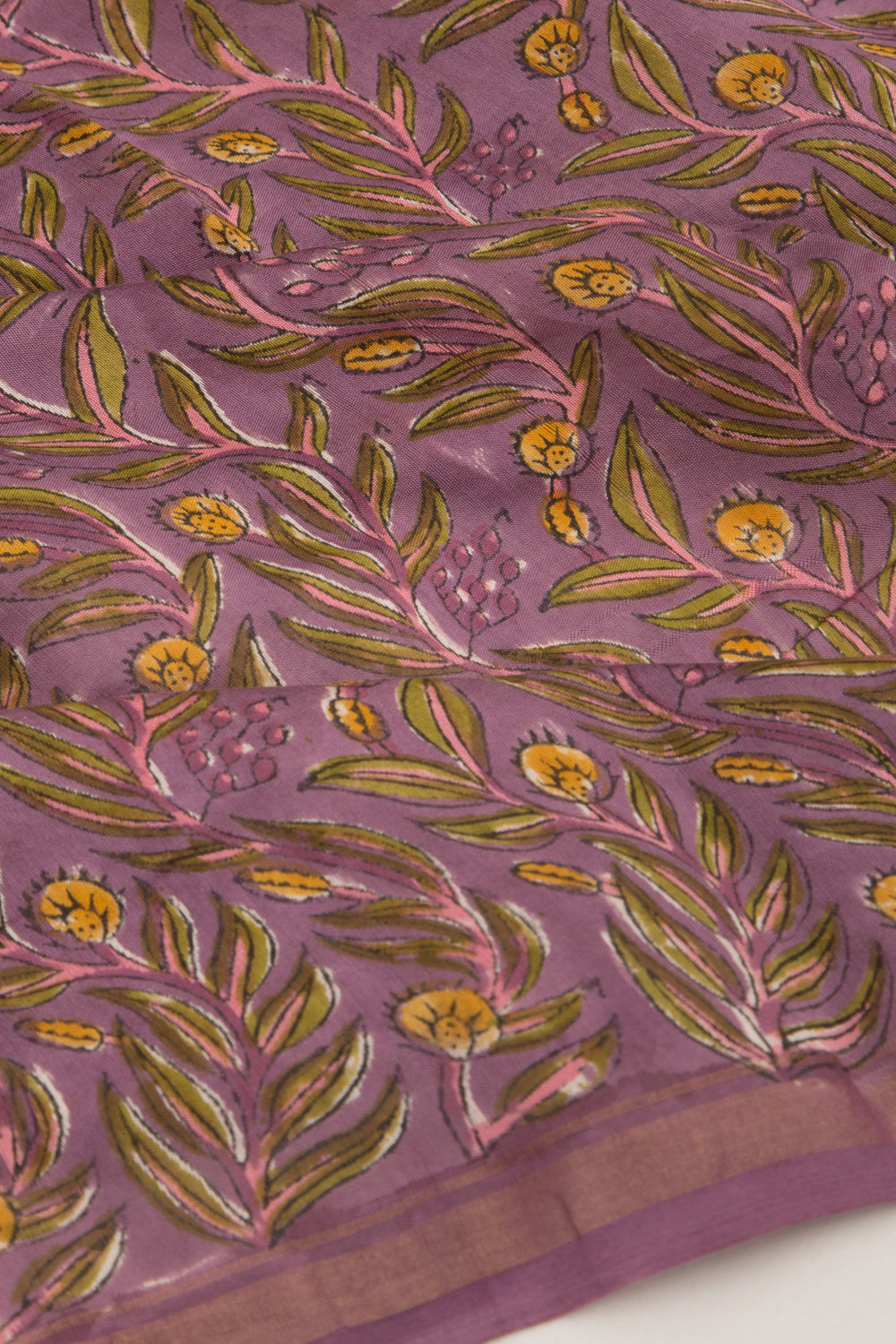 Chanderi Silk Floral Printed Lilac Saree