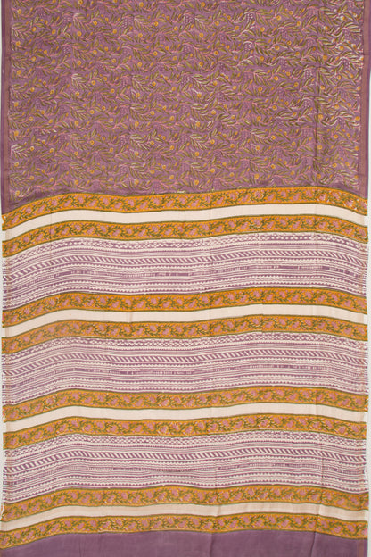 Chanderi Silk Floral Printed Lilac Saree