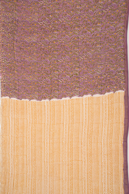 Chanderi Silk Floral Printed Lilac Saree