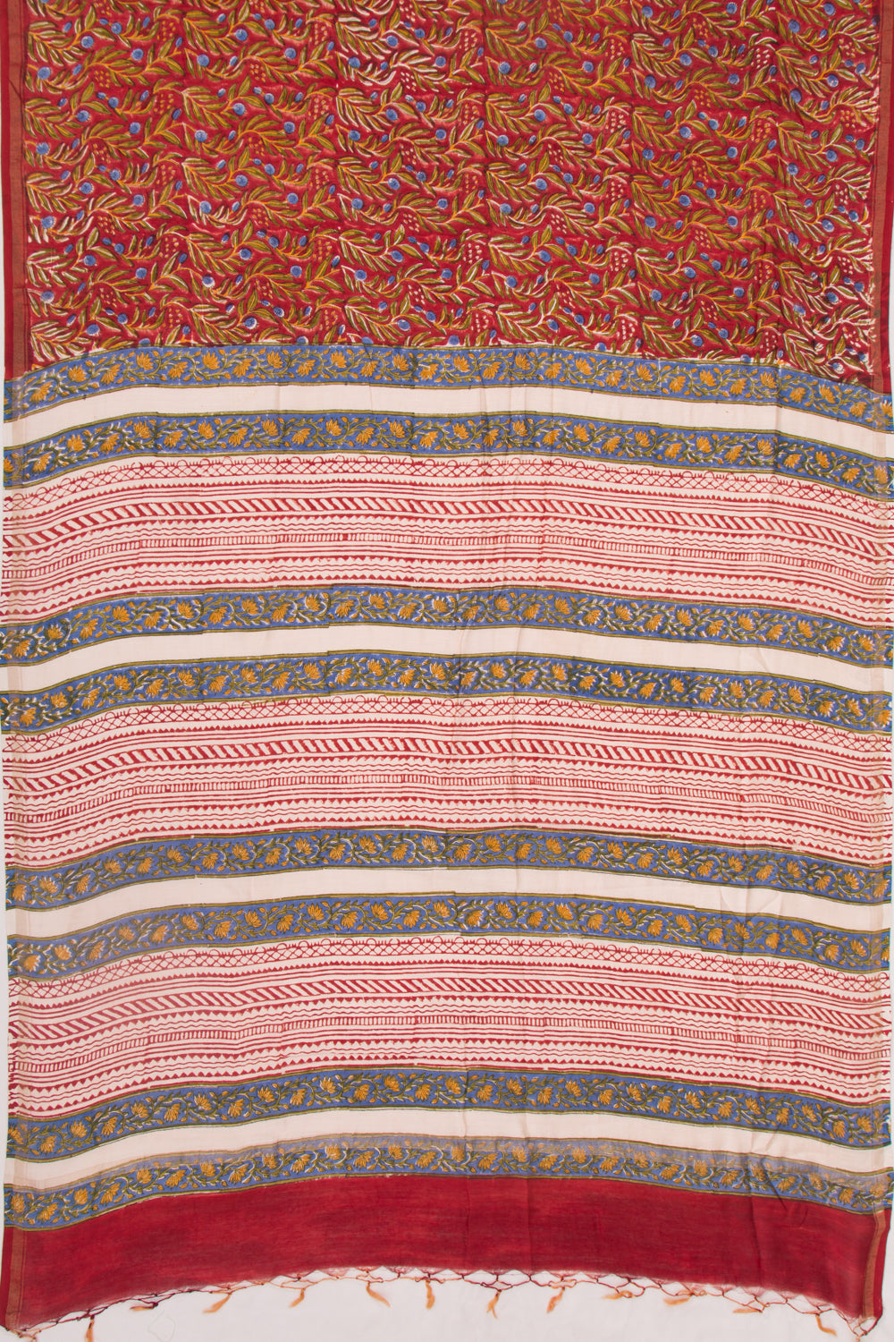 Chanderi Silk Floral Printed Red Saree