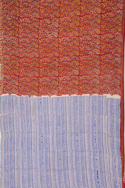 Chanderi Silk Floral Printed Red Saree