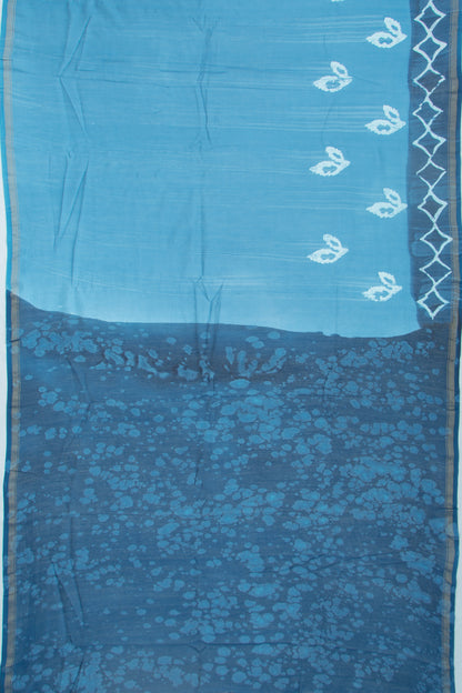 Chanderi Silk Batik Printed Blue Saree