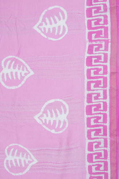 Chanderi Silk Batik Printed Lavender Saree