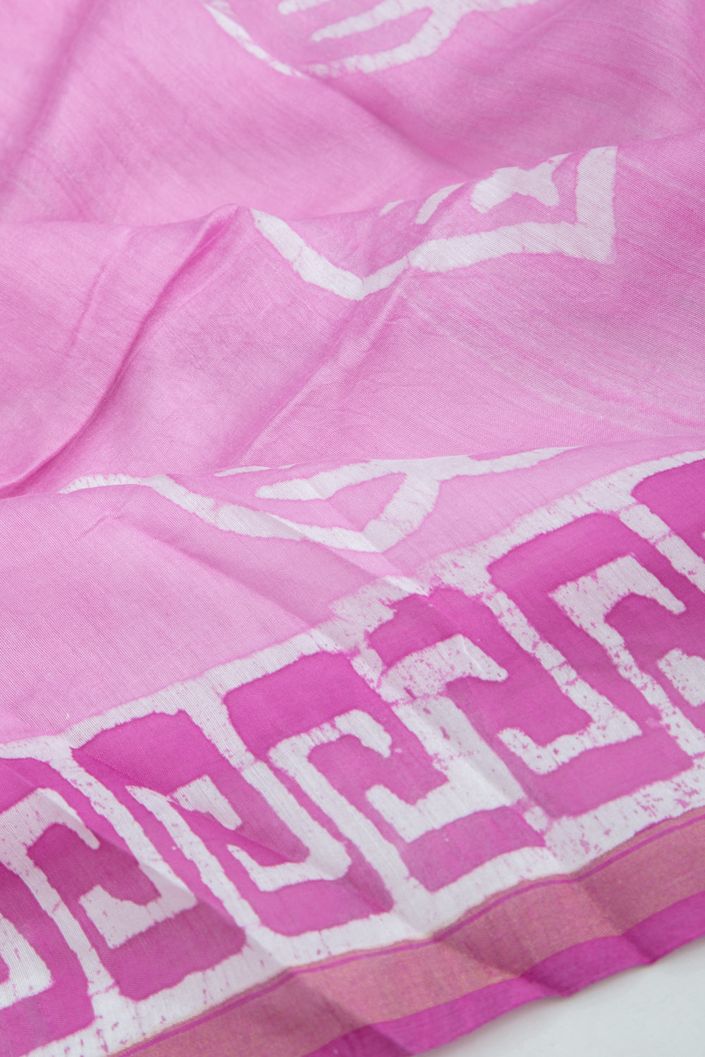 Chanderi Silk Batik Printed Lavender Saree