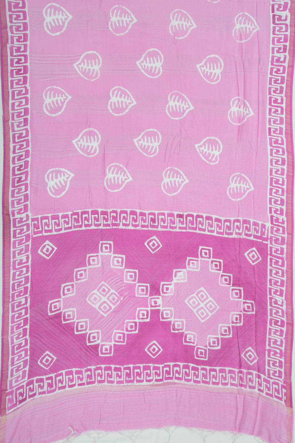 Chanderi Silk Batik Printed Lavender Saree