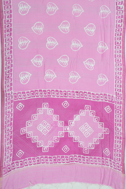 Chanderi Silk Batik Printed Lavender Saree