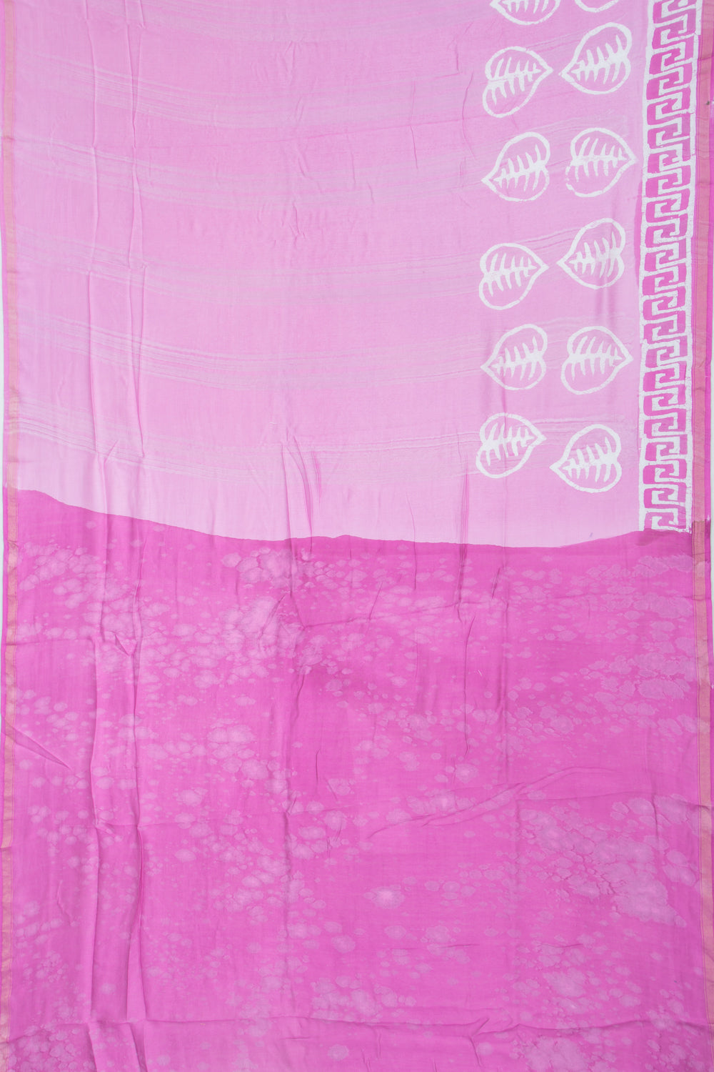 Chanderi Silk Batik Printed Lavender Saree