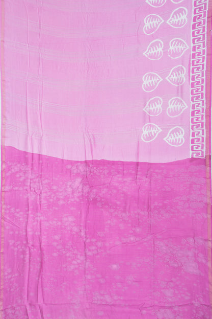 Chanderi Silk Batik Printed Lavender Saree