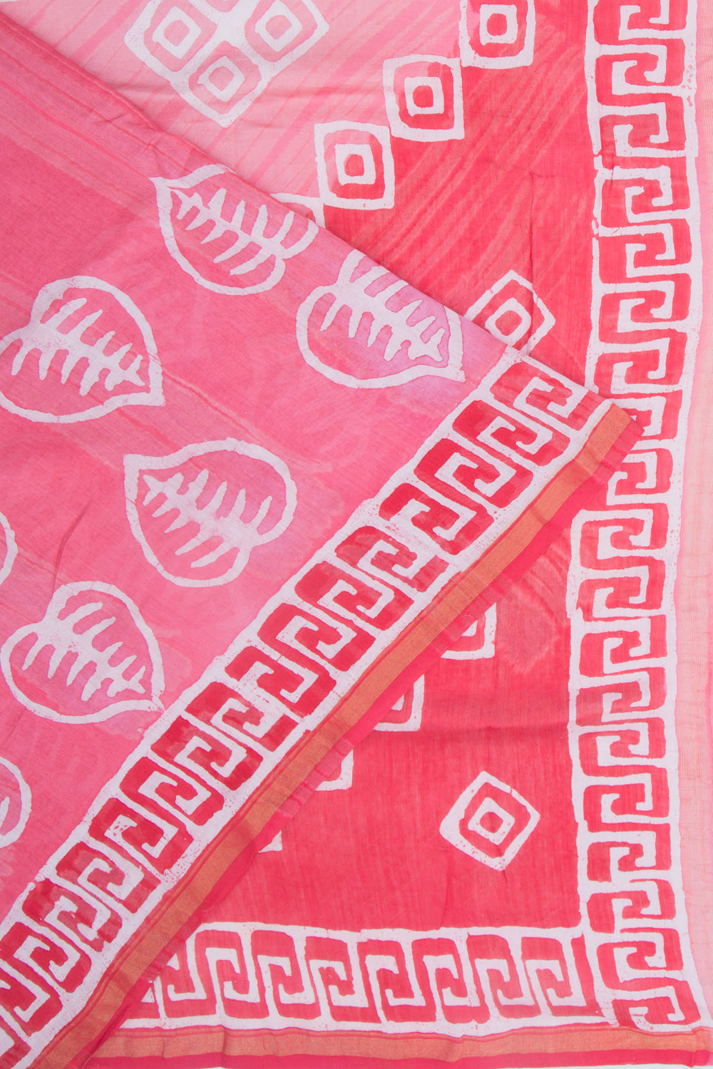 Chanderi Silk Batik Printed Pink Saree