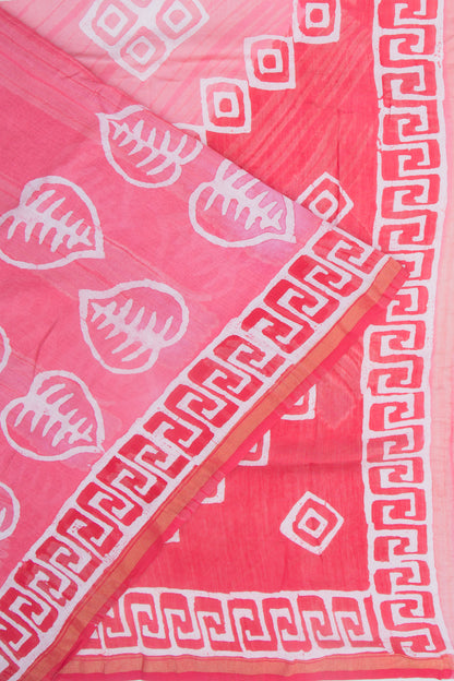 Chanderi Silk Batik Printed Pink Saree