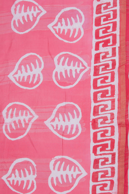 Chanderi Silk Batik Printed Pink Saree