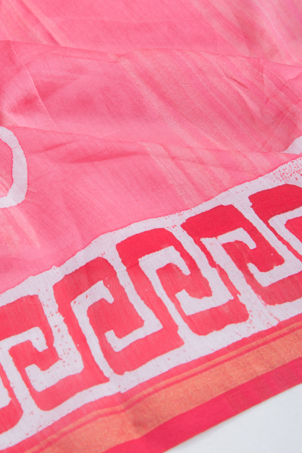 Chanderi Silk Batik Printed Pink Saree