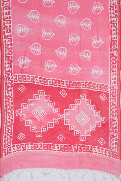 Chanderi Silk Batik Printed Pink Saree