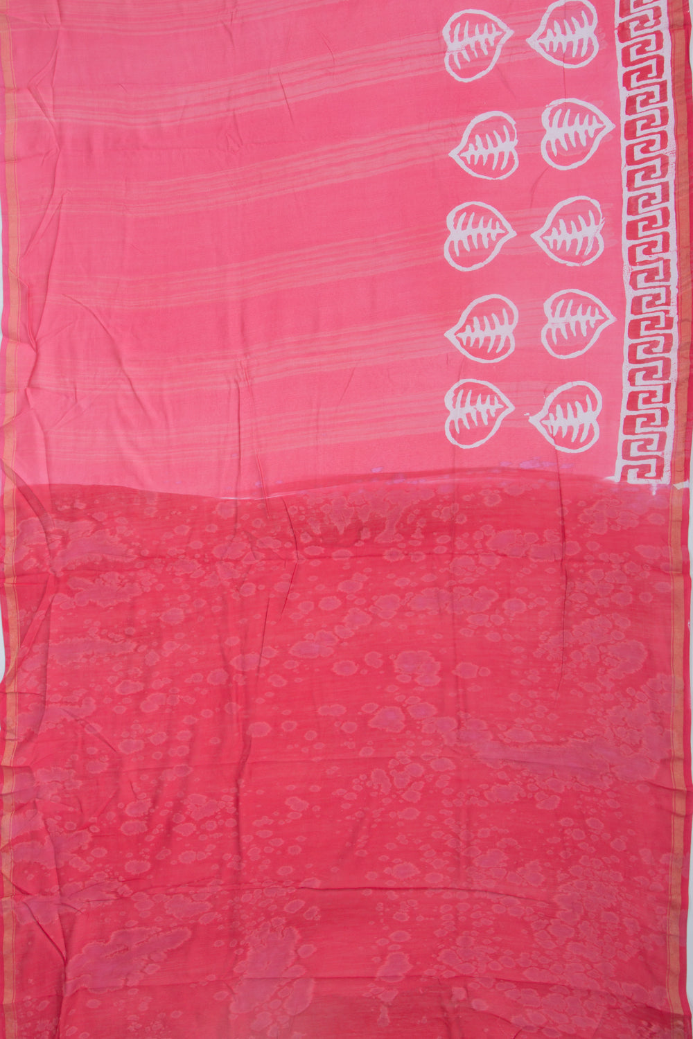 Chanderi Silk Batik Printed Pink Saree