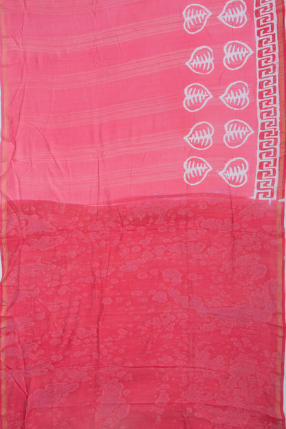 Chanderi Silk Batik Printed Pink Saree