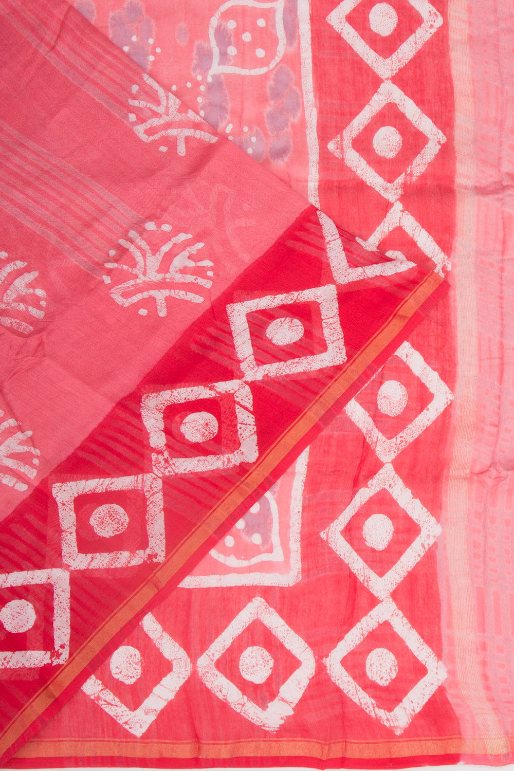 Chanderi Silk Batik Printed Pink Saree