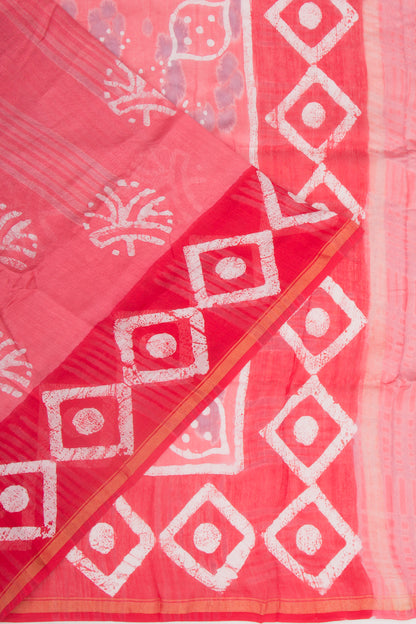 Chanderi Silk Batik Printed Pink Saree