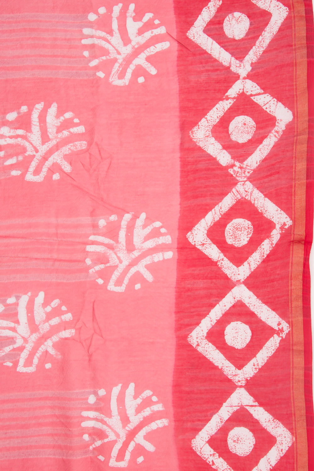 Chanderi Silk Batik Printed Pink Saree
