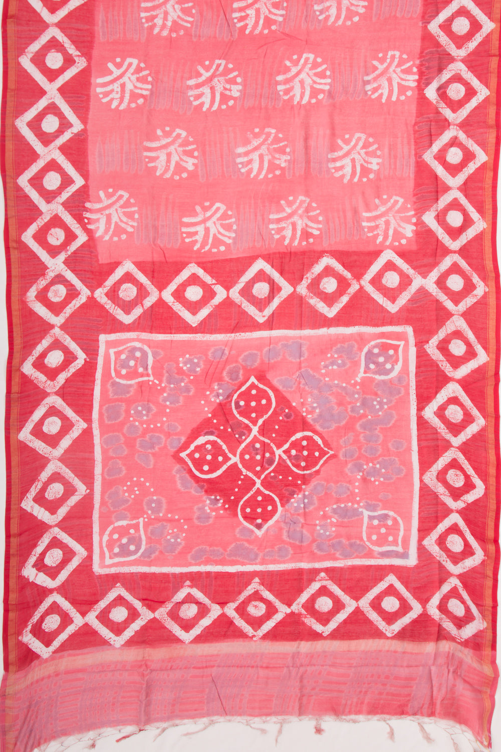 Chanderi Silk Batik Printed Pink Saree