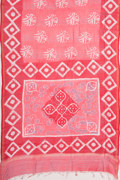 Chanderi Silk Batik Printed Pink Saree