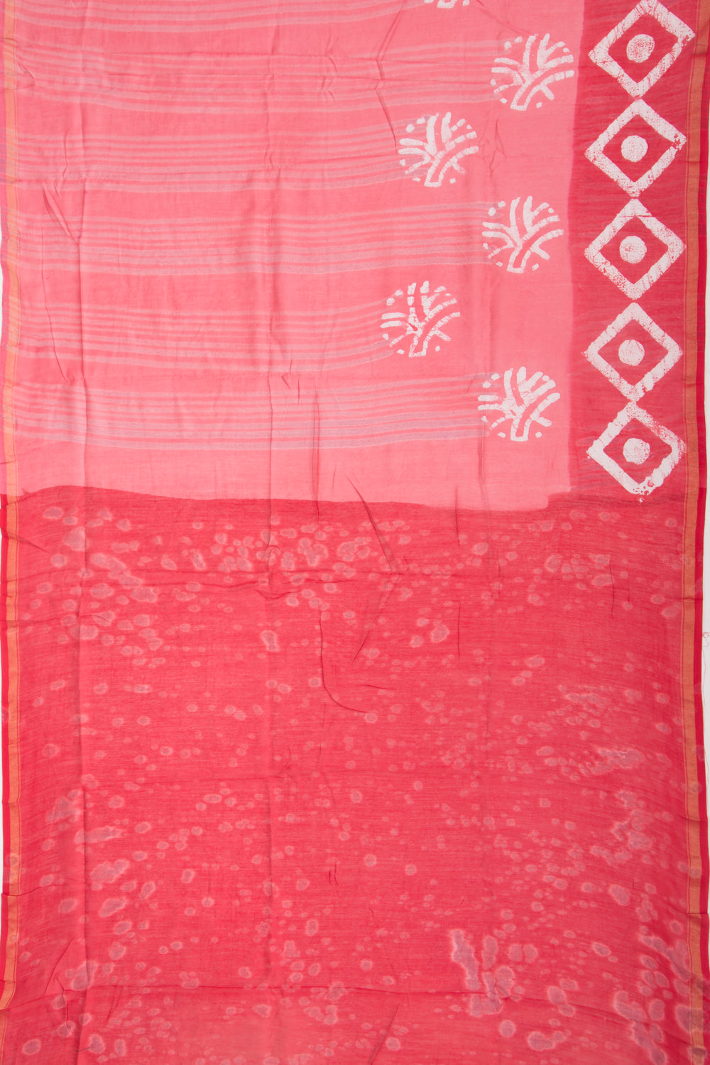 Chanderi Silk Batik Printed Pink Saree