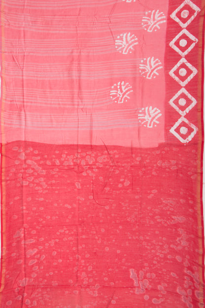Chanderi Silk Batik Printed Pink Saree
