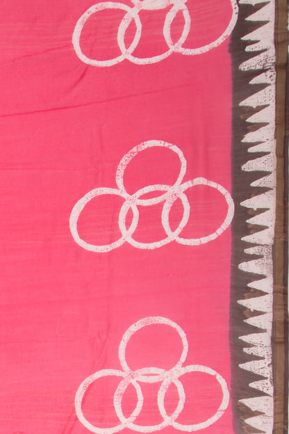 Chanderi Silk Batik Printed Pink Saree