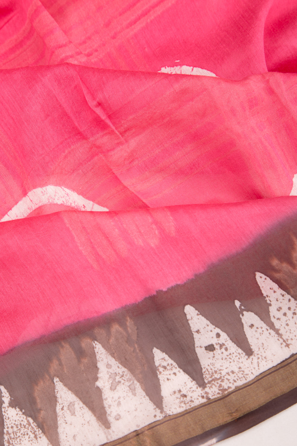 Chanderi Silk Batik Printed Pink Saree