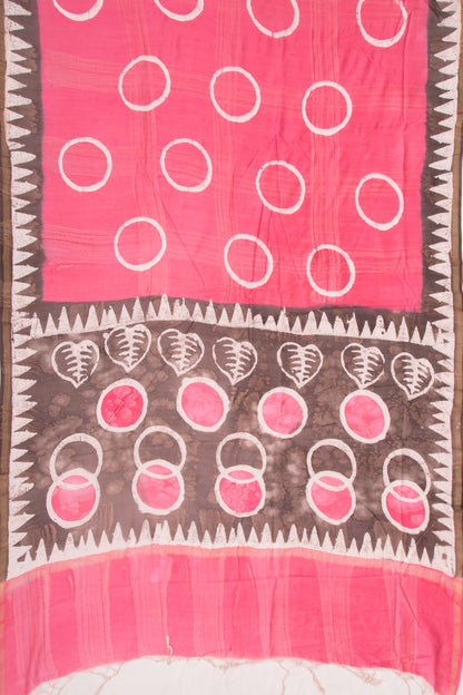 Chanderi Silk Batik Printed Pink Saree