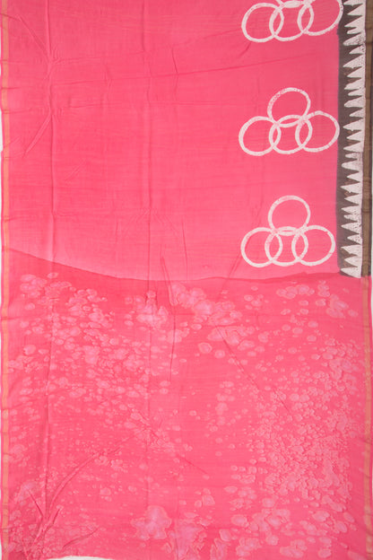 Chanderi Silk Batik Printed Pink Saree