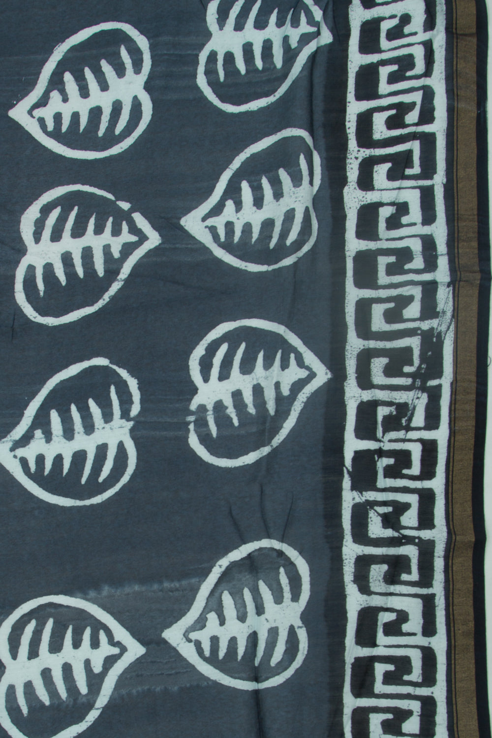 Chanderi Cotton Batik Printed Elephant Grey Saree