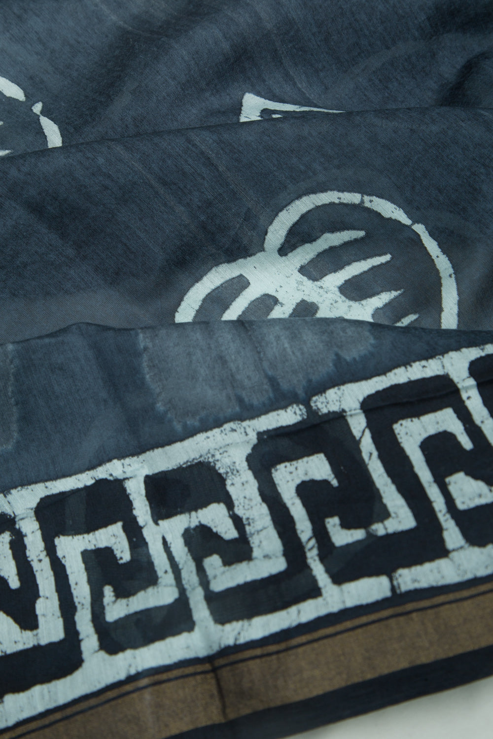 Chanderi Cotton Batik Printed Elephant Grey Saree