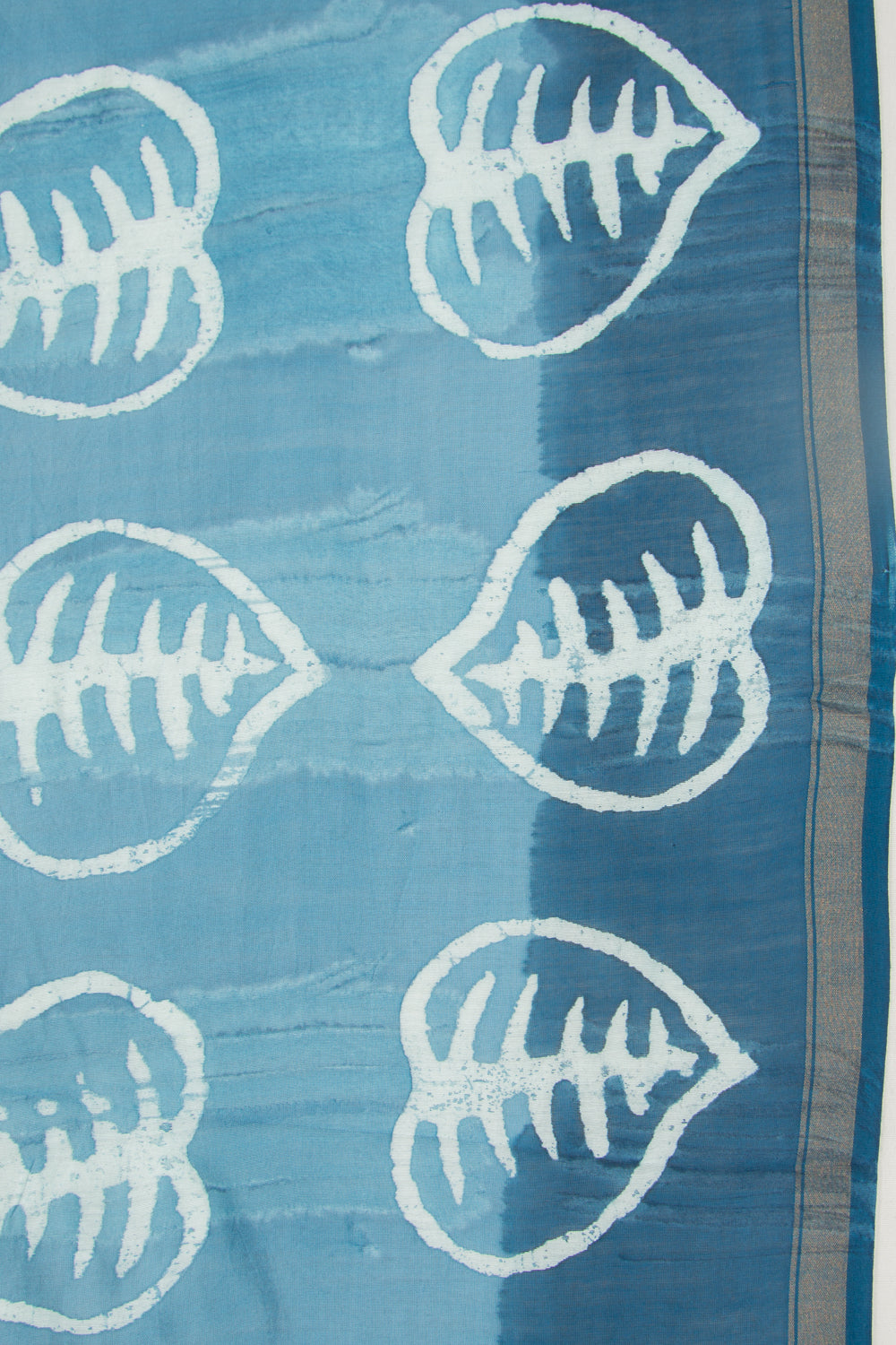 Chanderi Silk Batik Printed Blue Saree