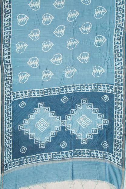 Chanderi Silk Batik Printed Blue Saree