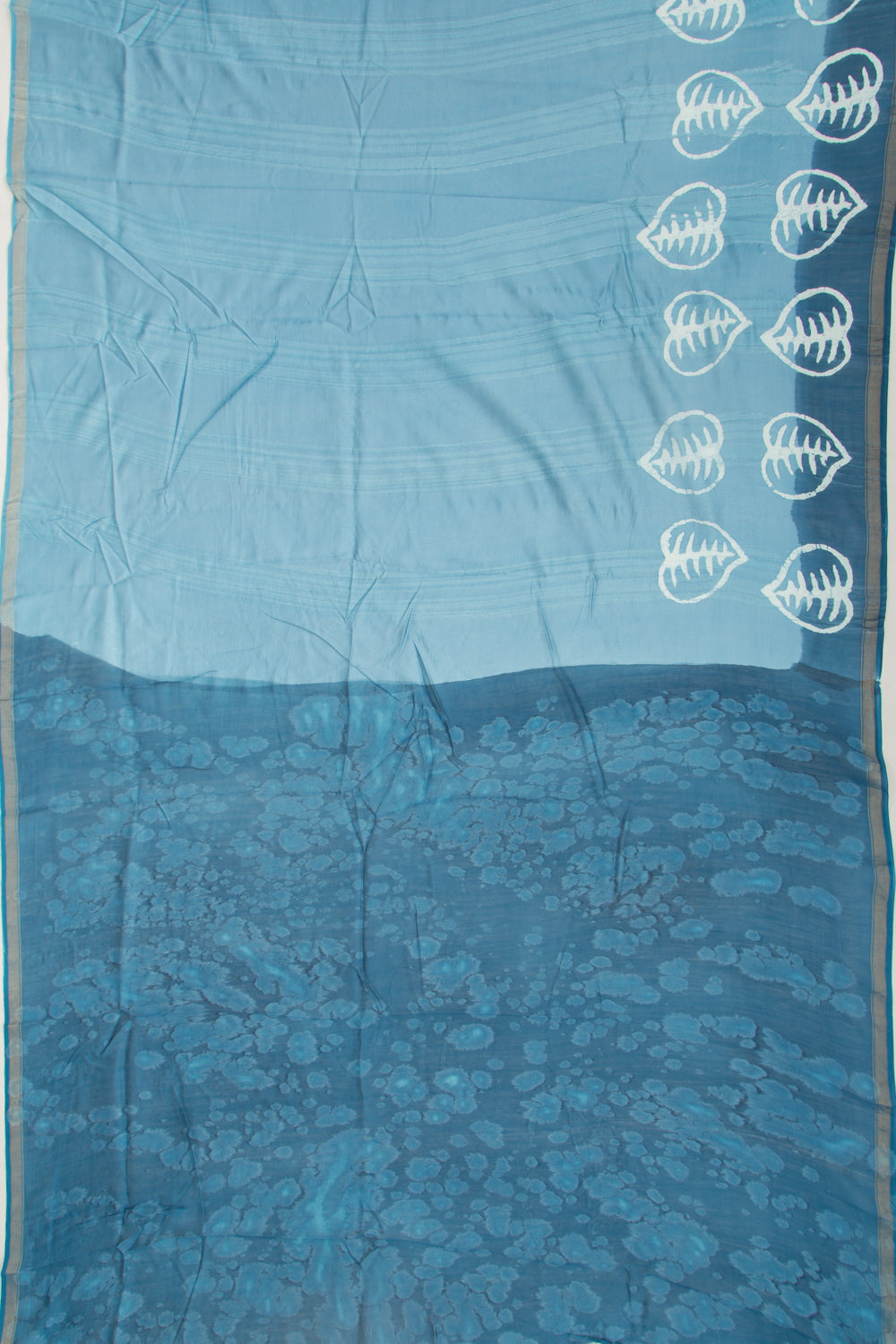 Chanderi Silk Batik Printed Blue Saree