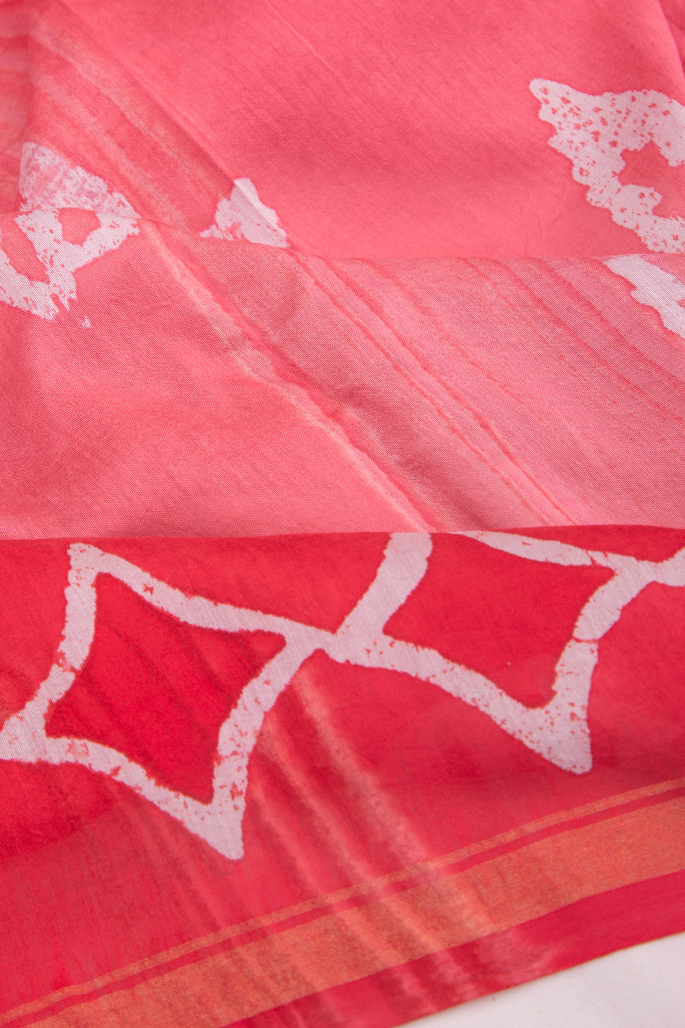 Chanderi Silk Batik Printed Pink Saree