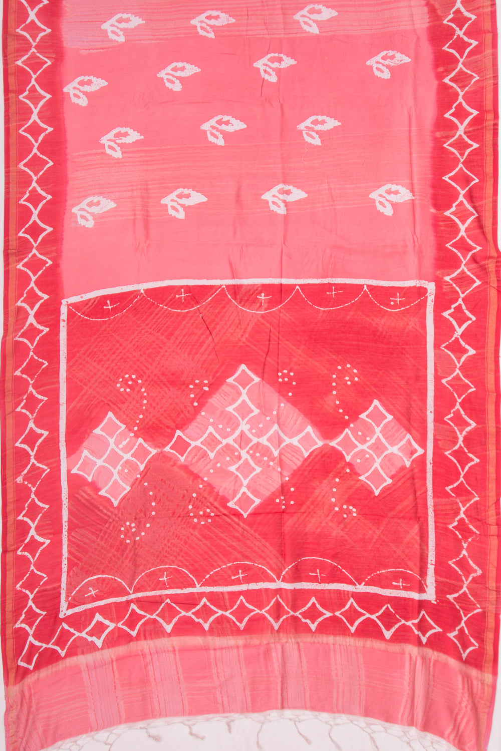 Chanderi Silk Batik Printed Pink Saree
