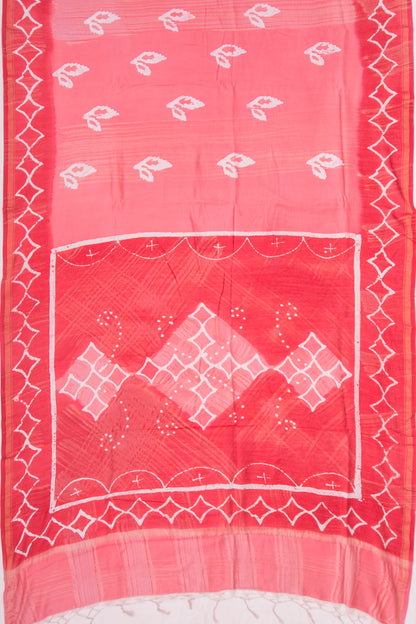 Chanderi Silk Batik Printed Pink Saree