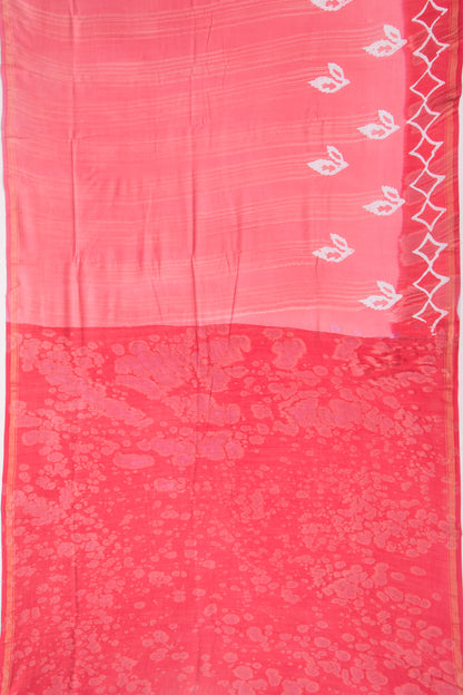 Chanderi Silk Batik Printed Pink Saree