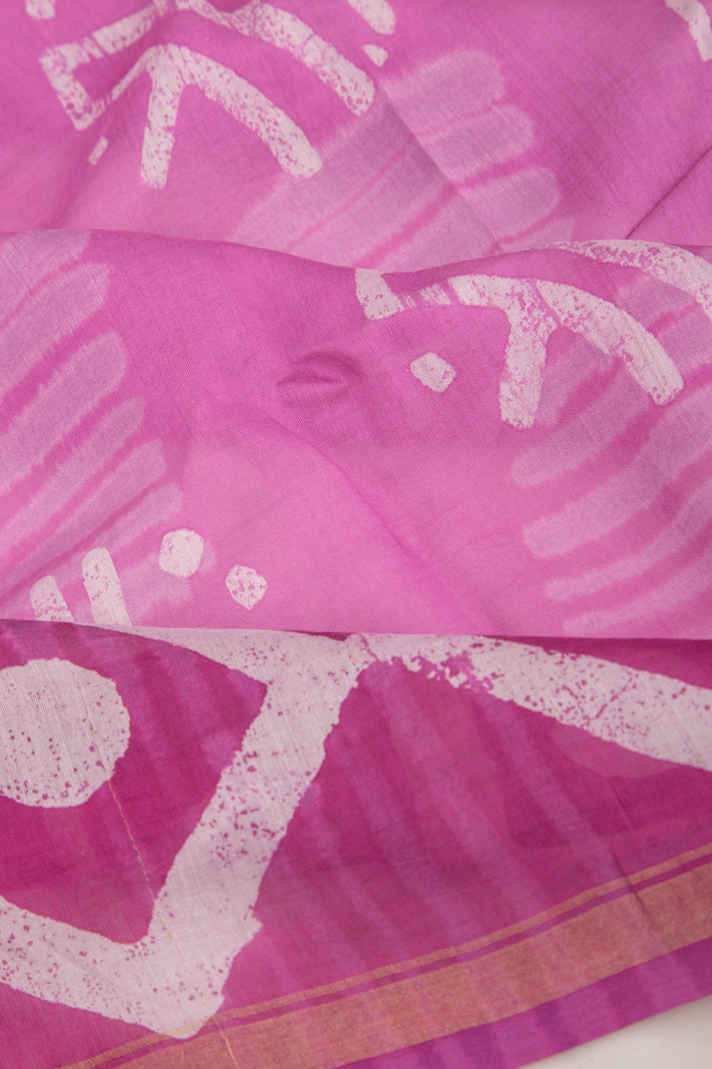 Chanderi Silk Batik Printed Lavender Saree