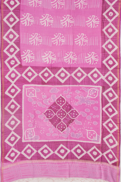 Chanderi Silk Batik Printed Lavender Saree