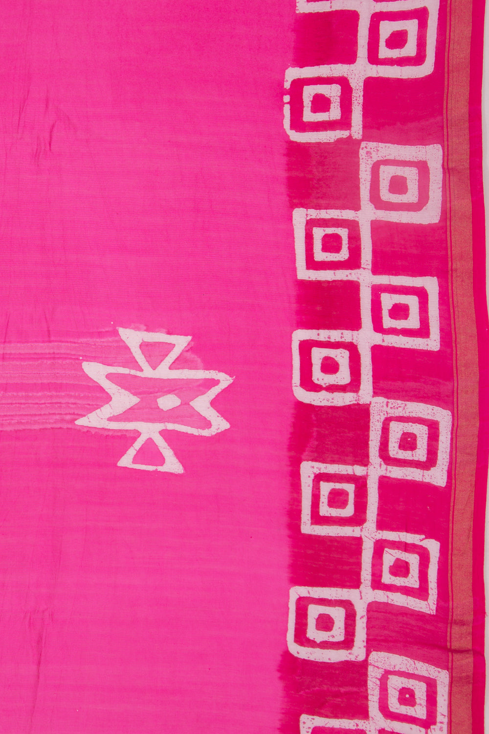 Chanderi Silk Batik Printed Pink Saree