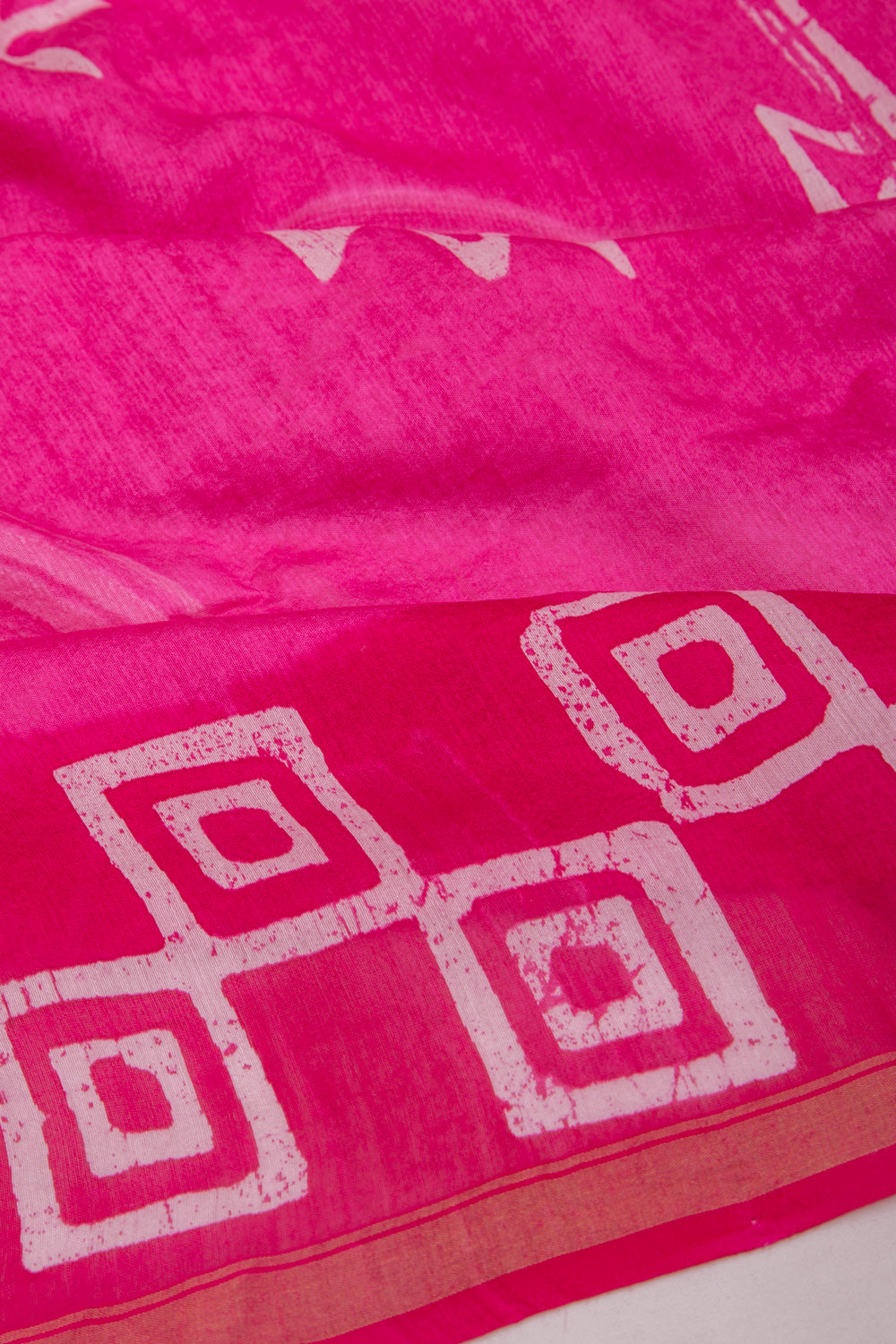 Chanderi Silk Batik Printed Pink Saree