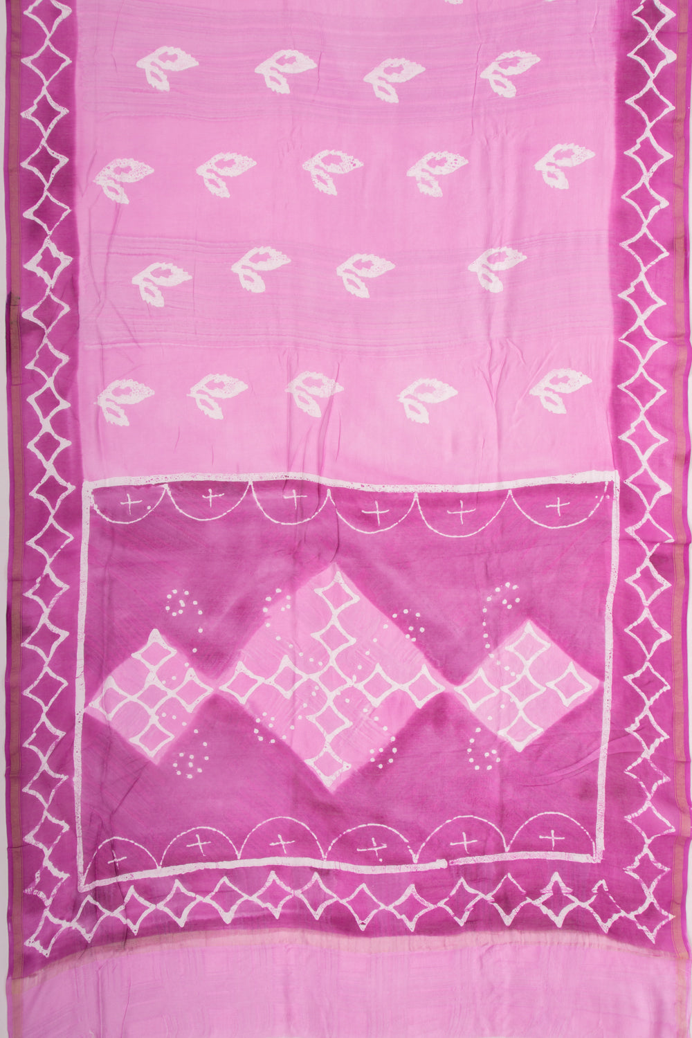 Chanderi Silk Batik Printed Lavender Saree