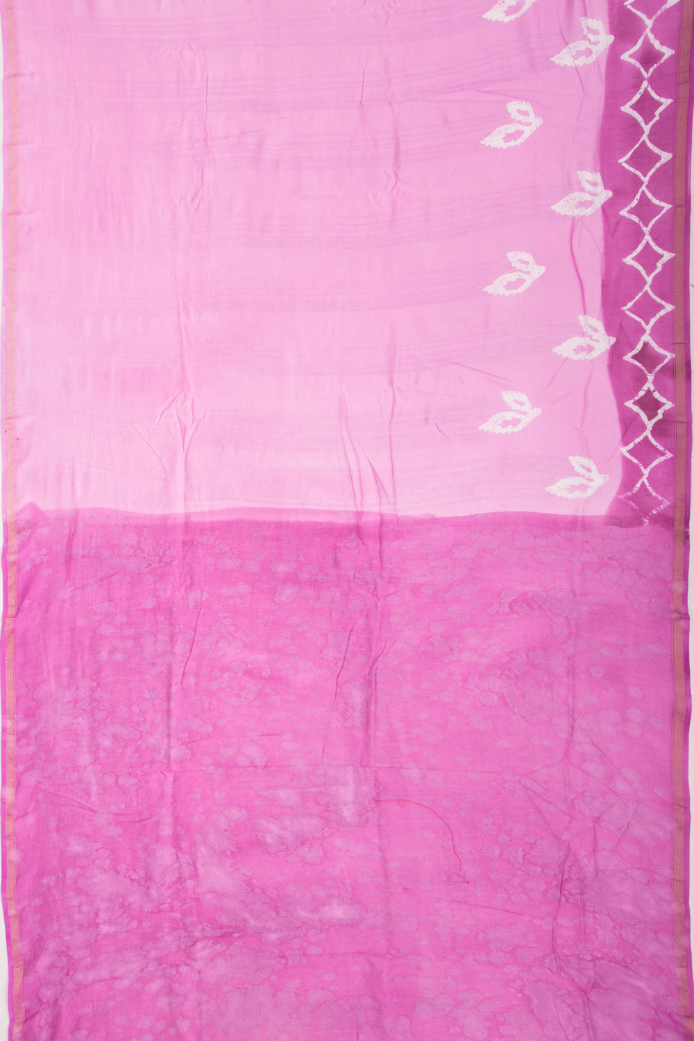 Chanderi Silk Batik Printed Lavender Saree