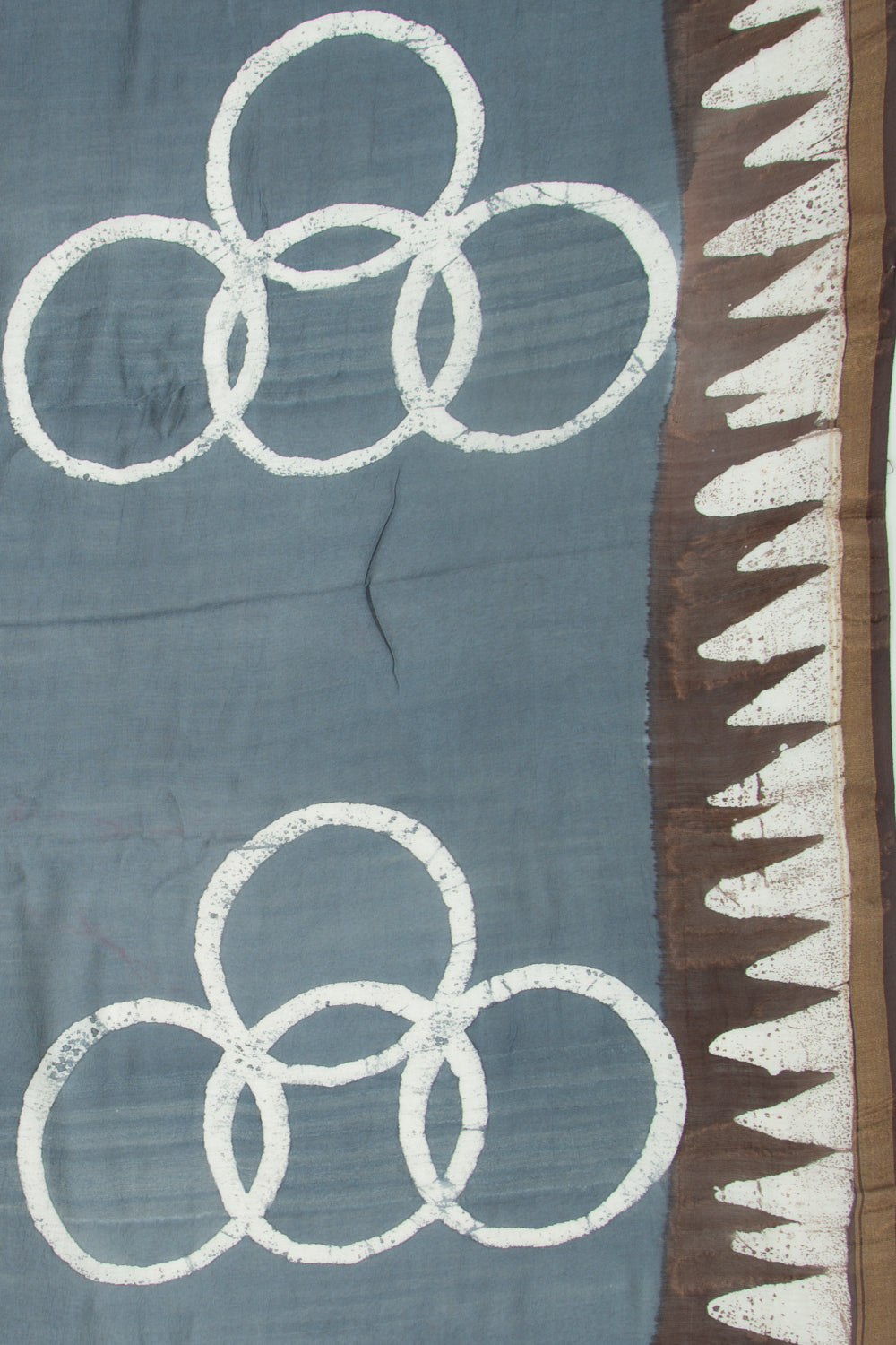 Chanderi Silk Batik Printed Elephant Grey Saree