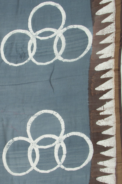 Chanderi Silk Batik Printed Elephant Grey Saree