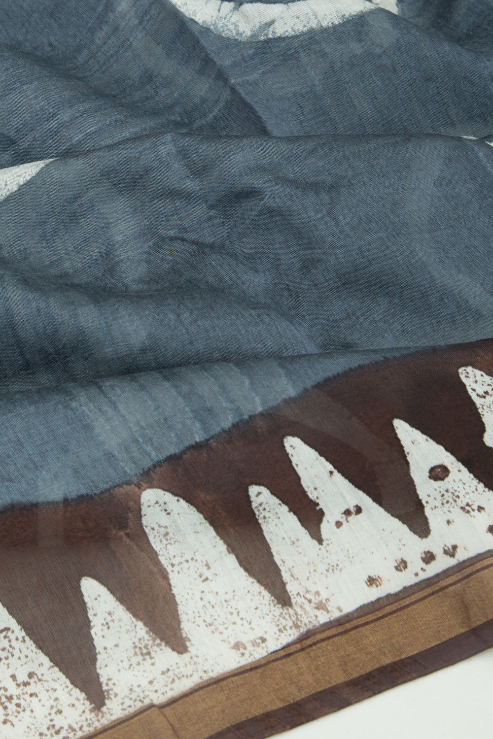 Chanderi Silk Batik Printed Elephant Grey Saree