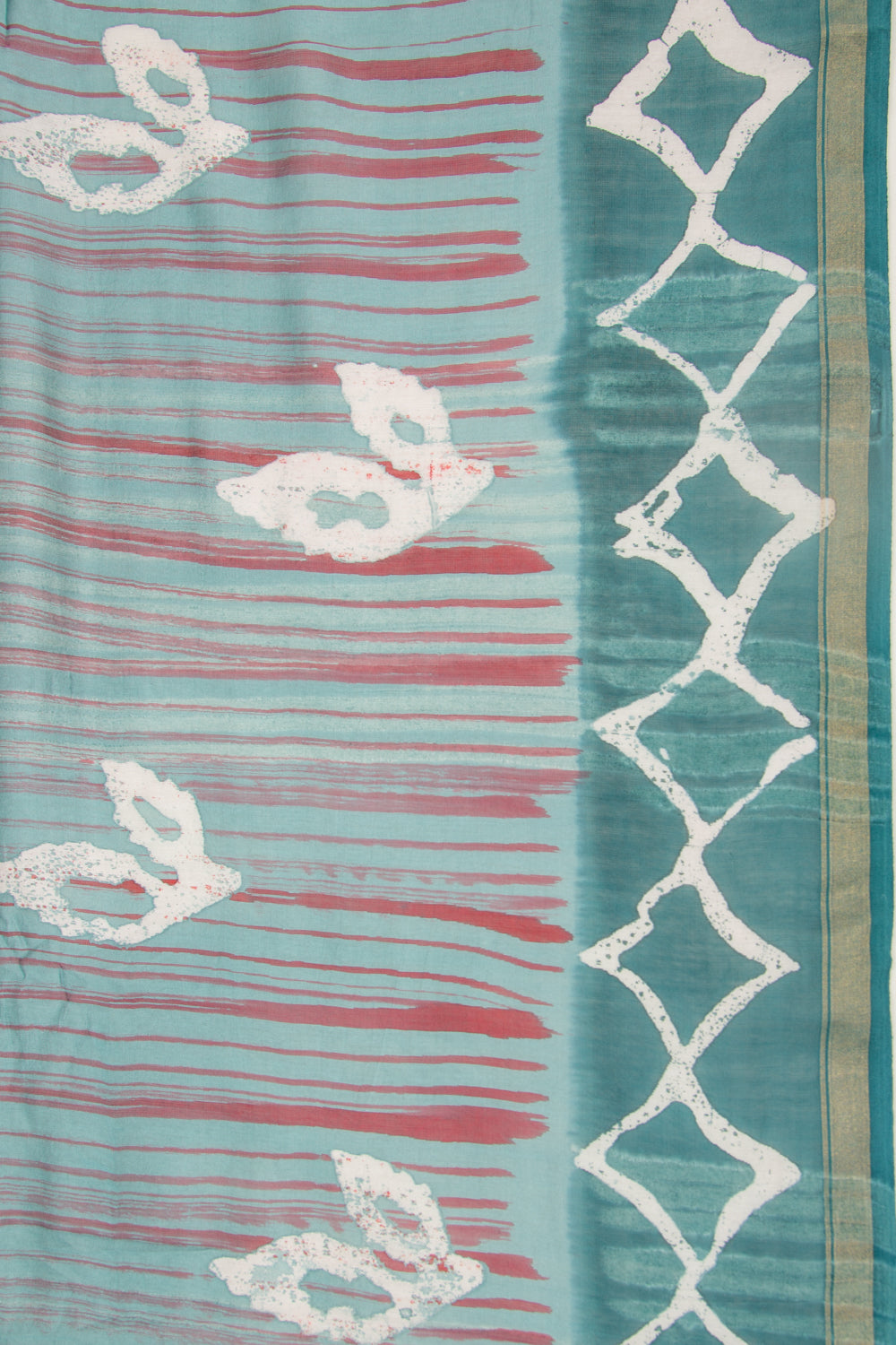 Chanderi Silk Batik Printed Pastel Green Saree